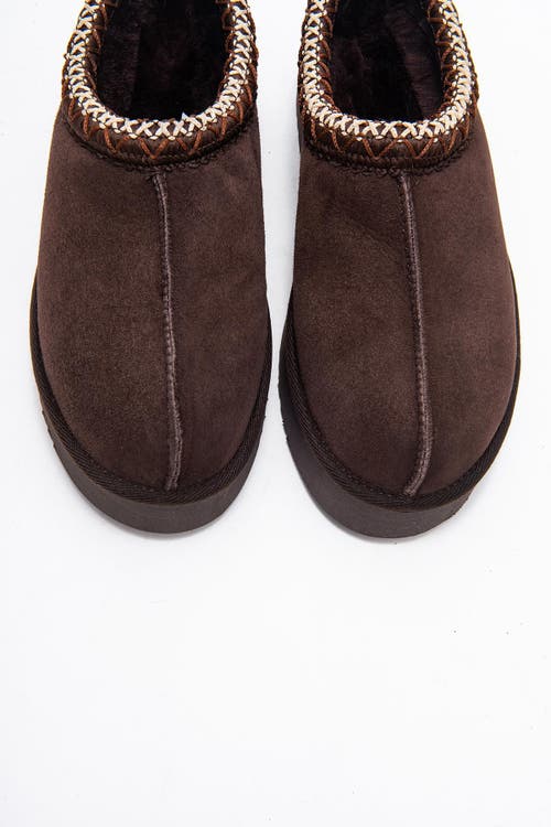 Forever & Always Shoes Avelia Leather Winter Slippers In Brown