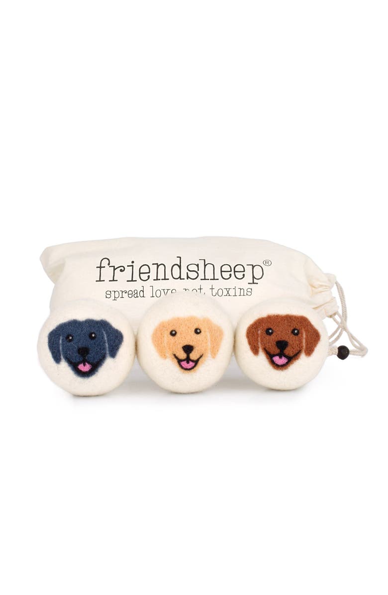 FRIENDSHEEP Wool Dryer Balls XL Set of 3, Main, color, Happy Dogs