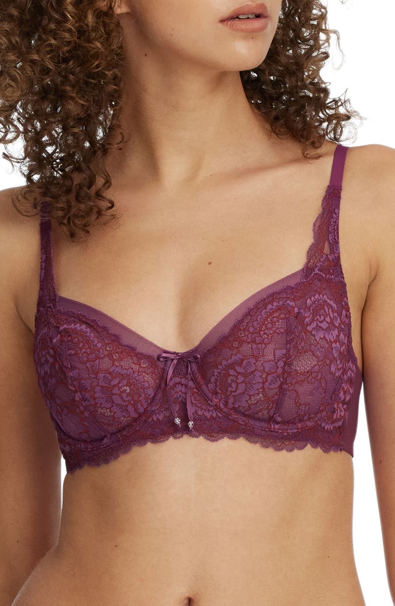 Skarlett Blue Minx Underwire Balconette Bra, Main, color, Grappa/ Red