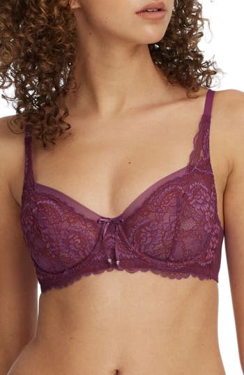 Skarlett Blue Minx Underwire Balconette Bra In Burgundy