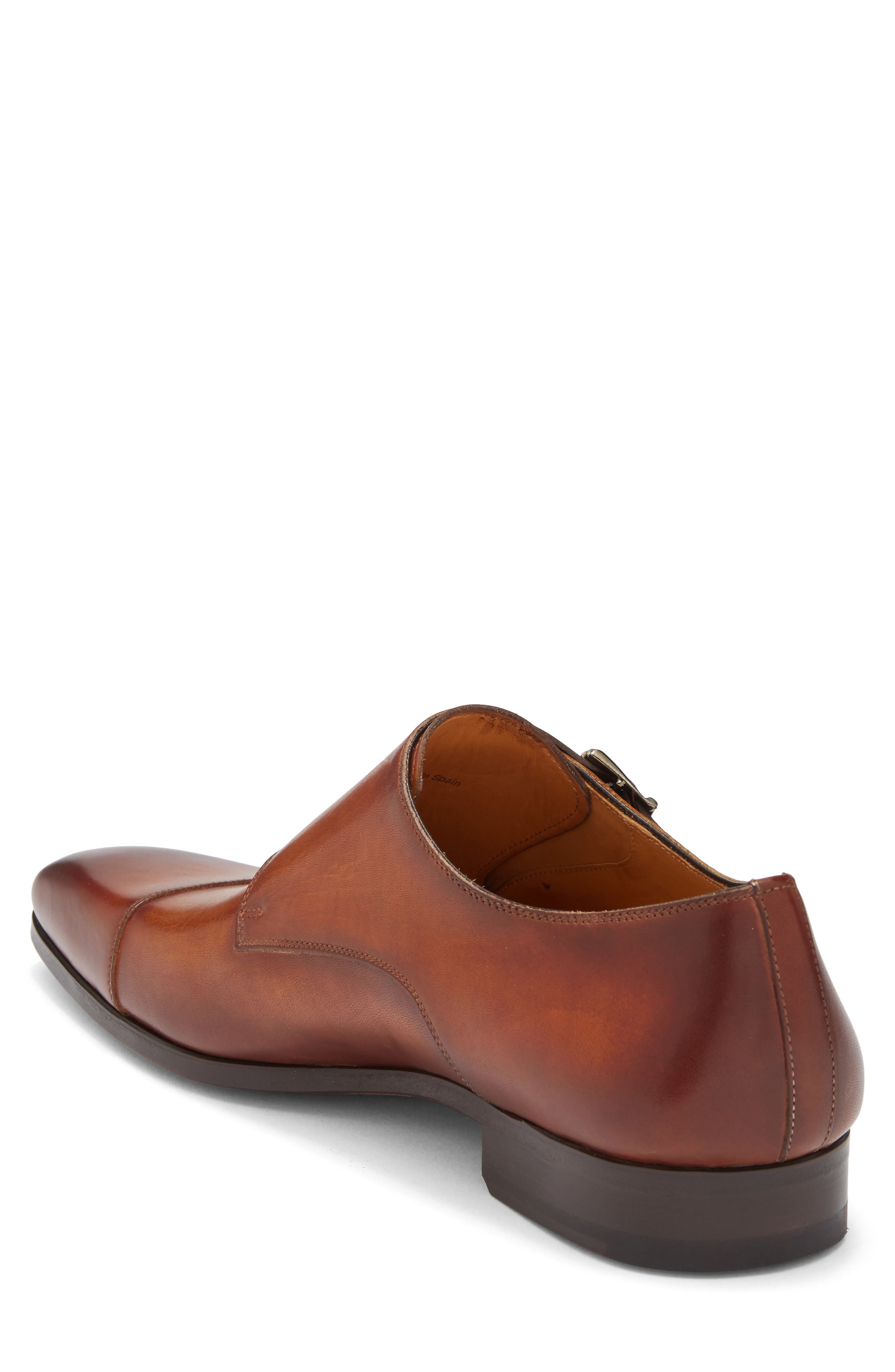 Cap Toe Monk Strap Shoe, Alternate, color, CUERO