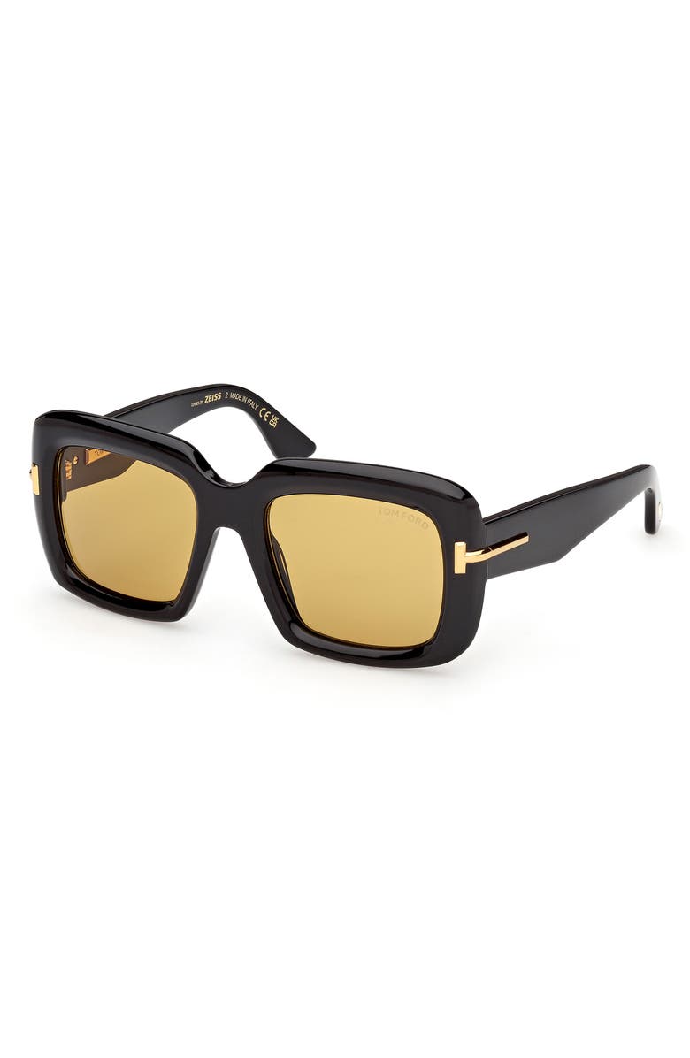 TOM FORD 53mm Square Sunglasses, Alternate, color, Black / Baguette / Vicuna Lens