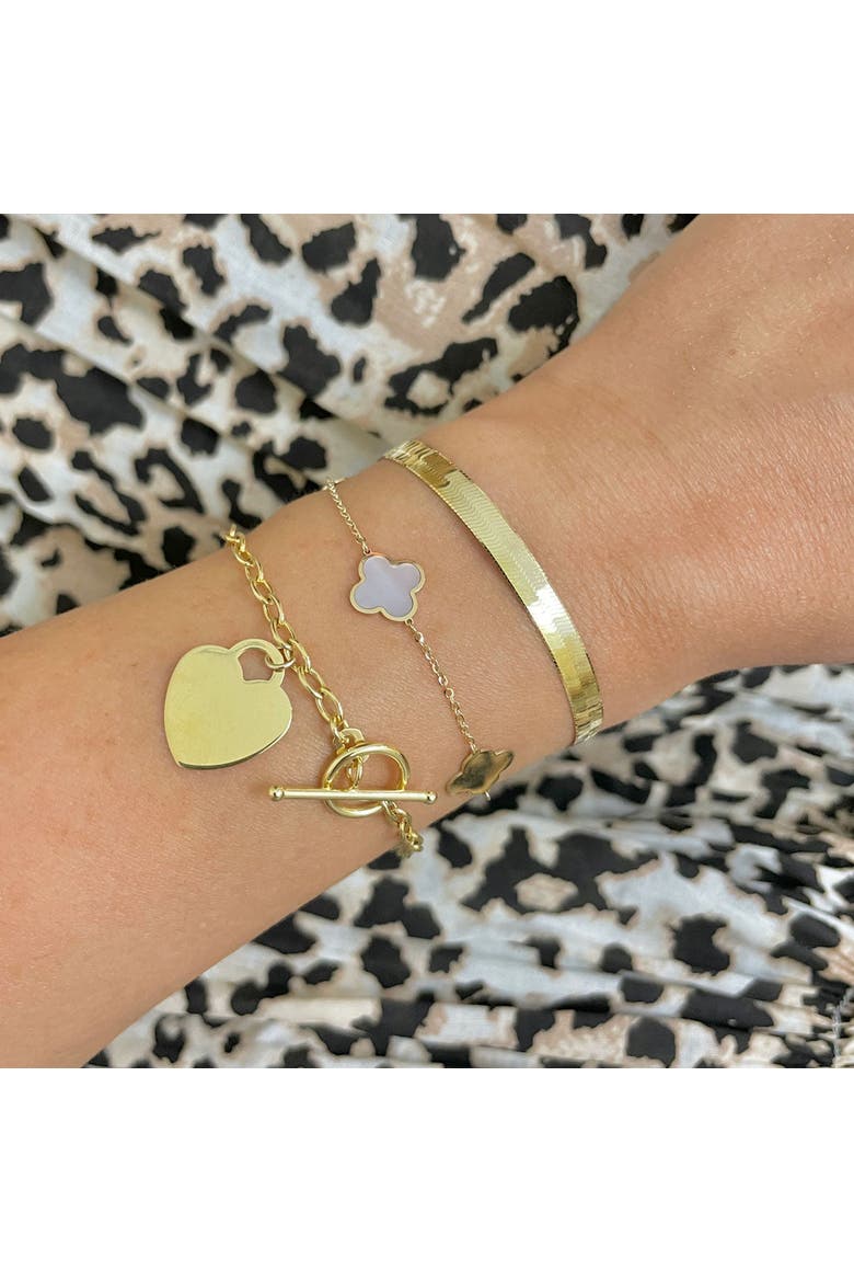 Gold Heart Toggle Bracelet, Alternate, color, Yellow Gold