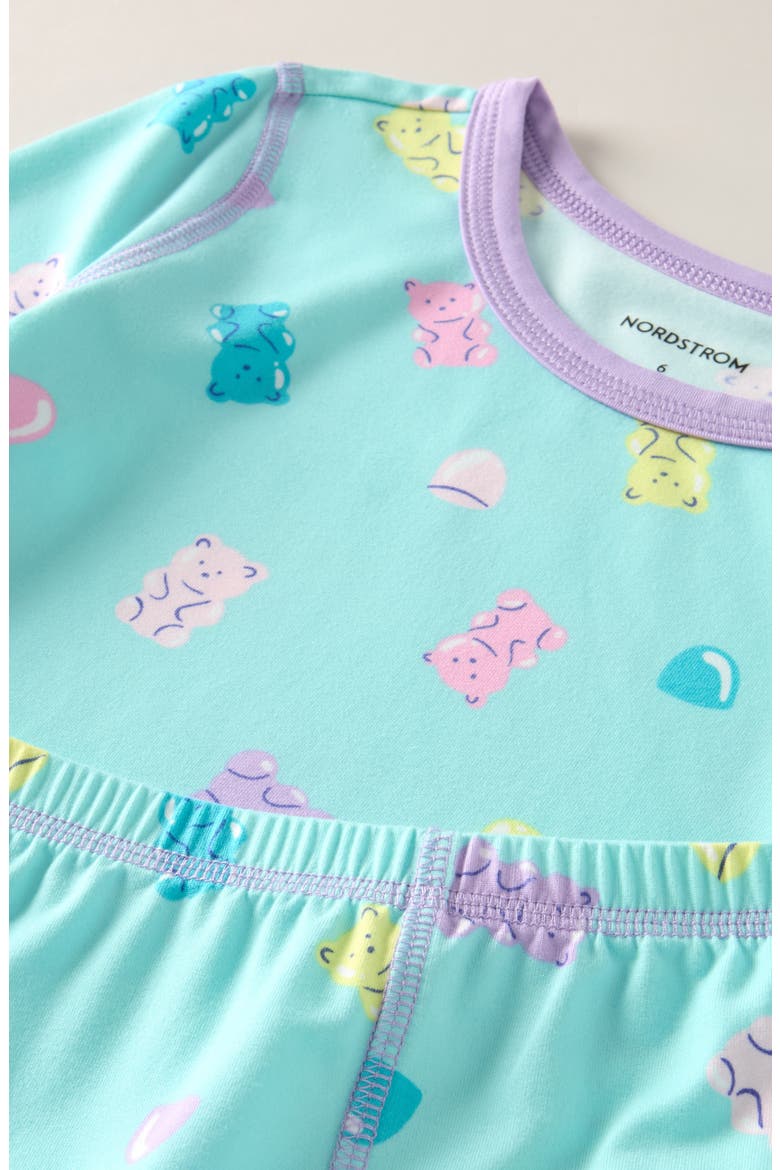 Kids' Fitted Pajamas, Alternate, color, TEAL CANDY TOSS