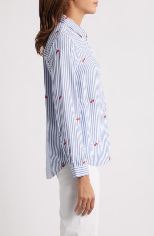 BEACHLUNCHLOUNGE BEACHLUNCHLOUNGE KAYLEE HEART STRIPE LONG SLEEVE BUTTON-UP SHIRT 
