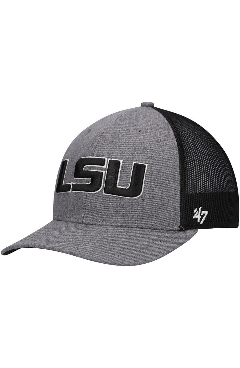 '47 Men's '47 Charcoal LSU Tigers Carbon Trucker Adjustable Hat, Main, color, 