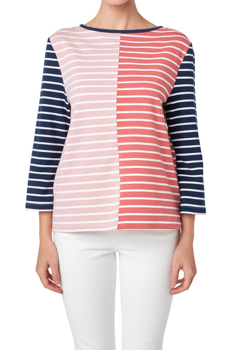 Stripe Colorblock Top, Main, color, PINK MULTI
