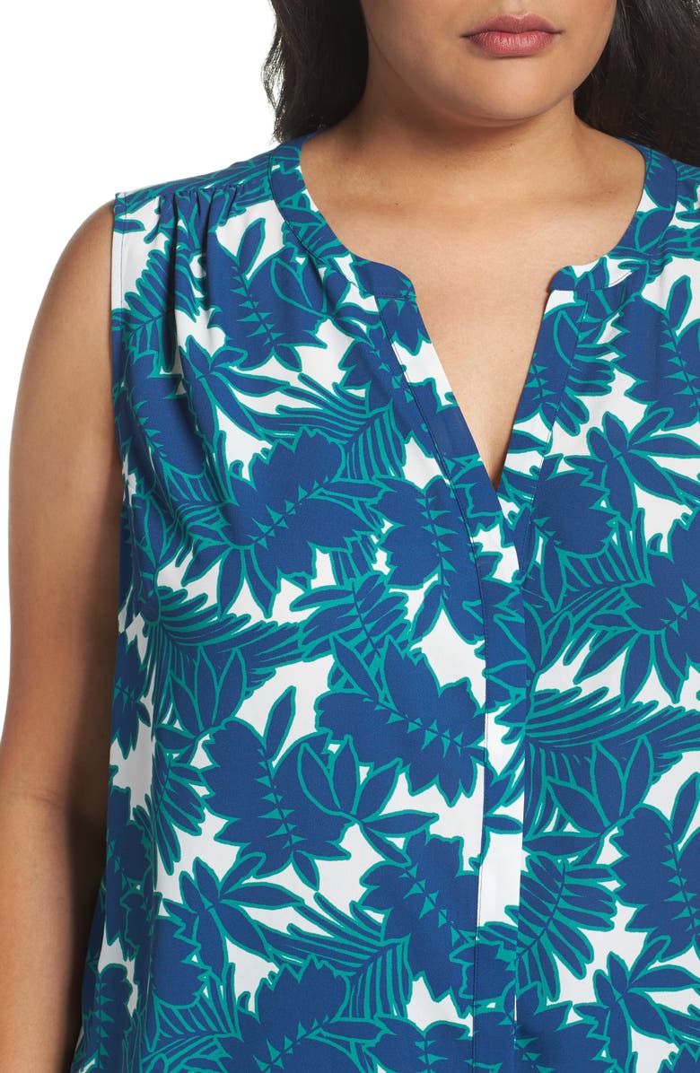 NYDJ Print Sleeveless Pleat Back Top, Alternate, color, Fuji Forest