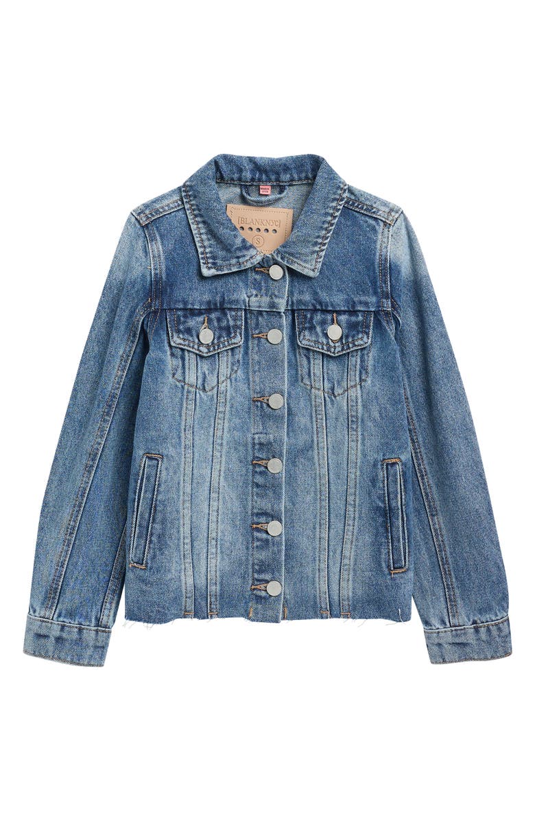 BLANKNYC Kids' Denim Trucker Jacket, Main, color, Blue
