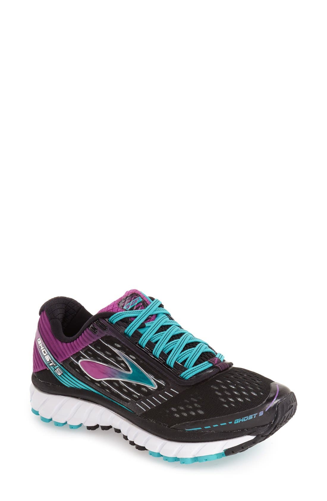 'Ghost 9' Running Shoe, Main, color, BLACK/SPARKLING GRAPE/CERAMIC