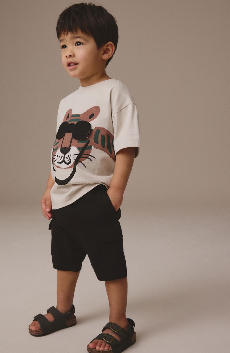 NEXT Kids' Tiger Cotton Graphic T-Shirt & Cargo Shorts Set, Alternate, color, 