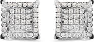 Haus of Brilliance 10K White Gold 1 1/4 Ct Princess Diamond Composite Square and Halo Stud Earrings