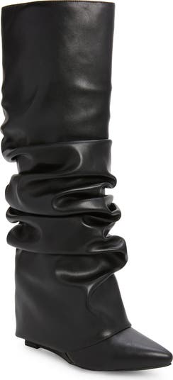 Zumma Foldover Slouch Pointed Toe Wedge Boot