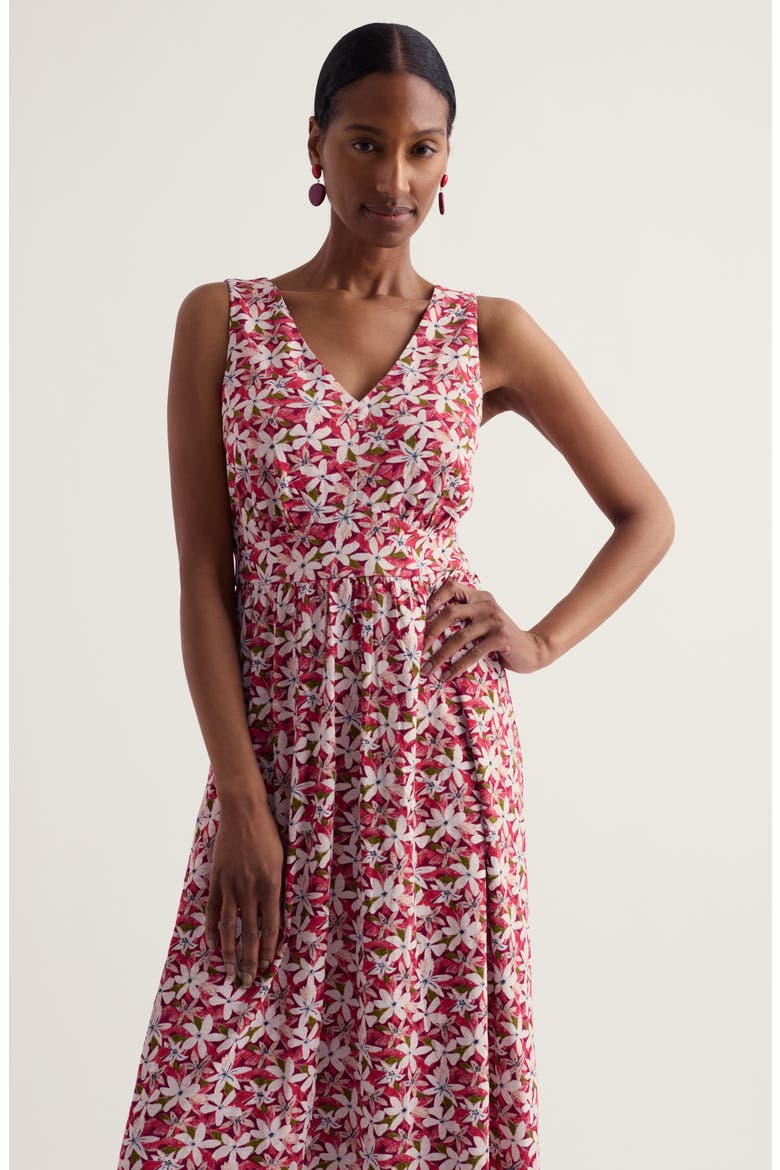 Polmanter Floral Sleeveless Organic Cotton Jersey Maxi Dress, Alternate, color, TROPIC FLOWER DARK FREESIA