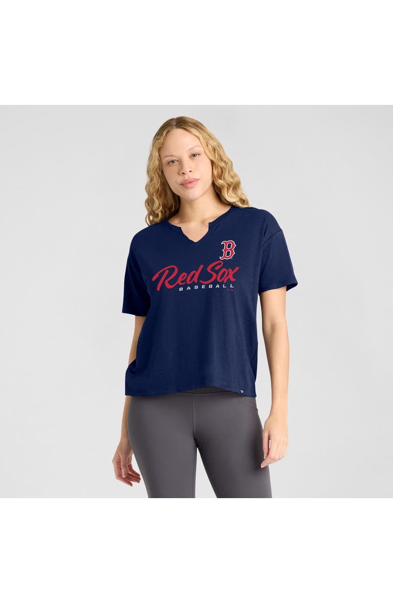 FANATICS Women's Fanatics Navy Boston Red Sox Fan Fave Stadium Slub Boxy T-Shirt, Alternate, color, 