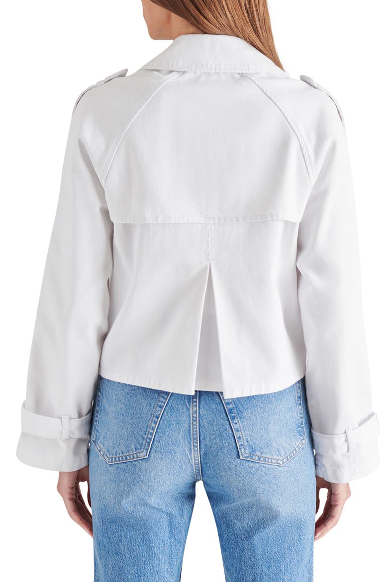 Sirus Crop Denim Trench Coat, Alternate, color, WHITE