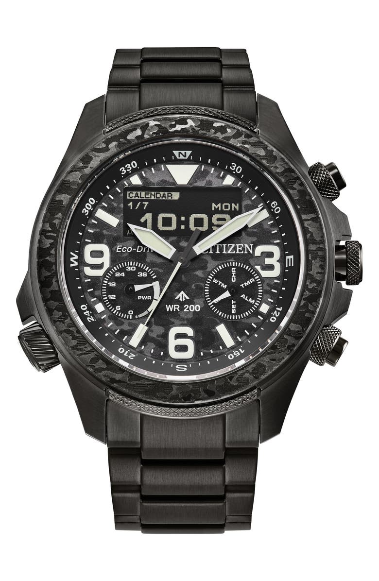 Citizen Promaster Land Eco-Drive Bracelet Watch, 43.9mm, Main, color, Grey/ Black Camo