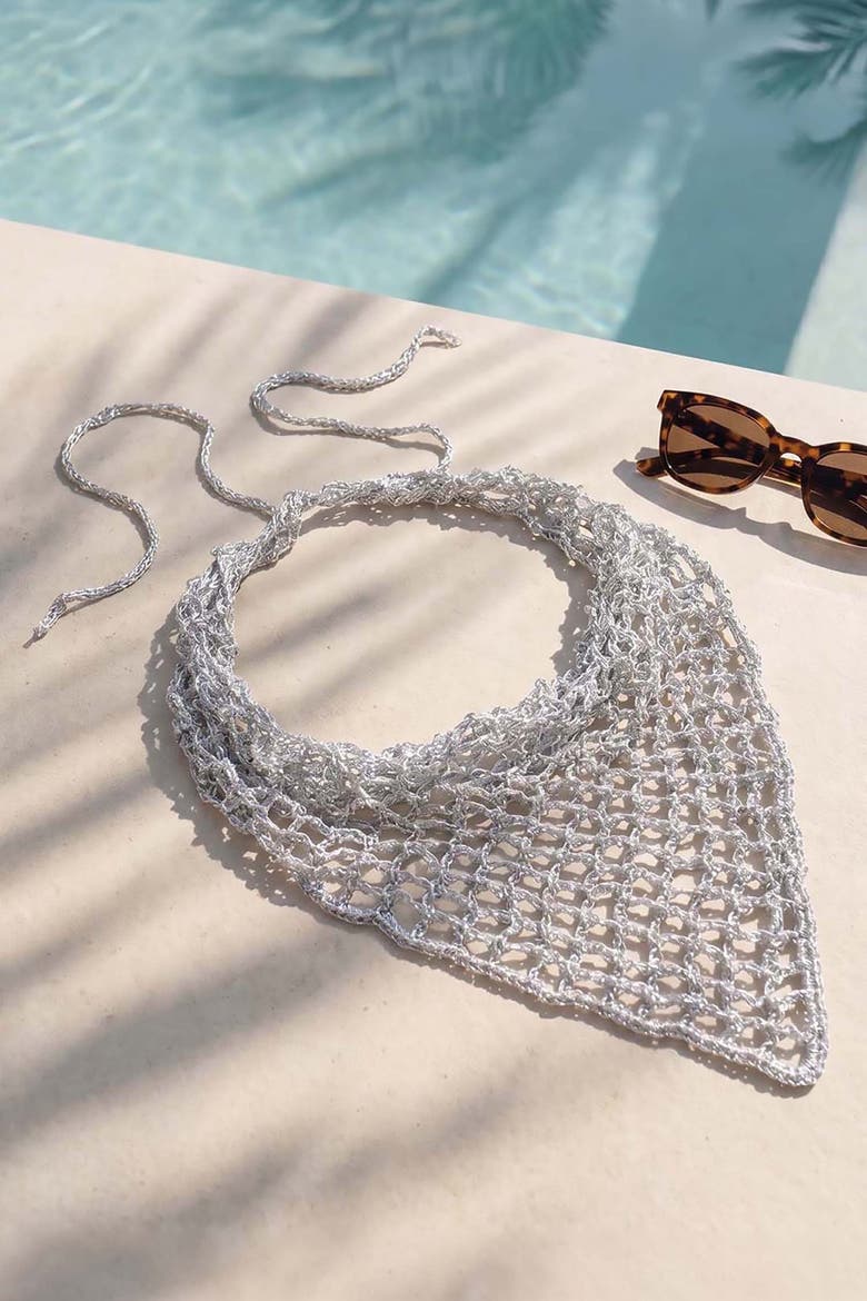 Bohemian Crochet Headscarf - Silver - Smal, Alternate, color, Silver