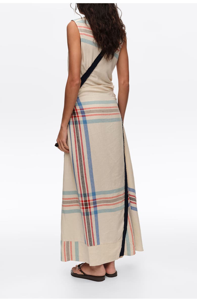Bimba y Lola Linen Striped Sleeveless Dress With Overlay Strap, Alternate, color, Ivory