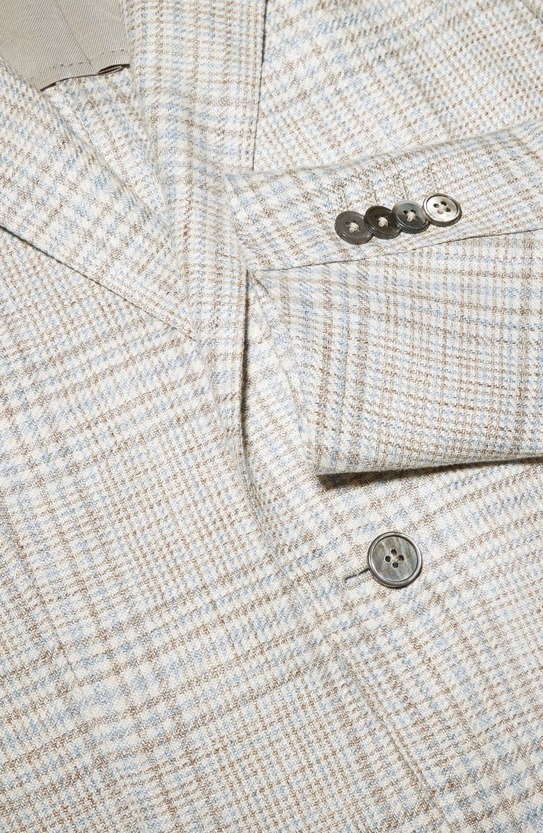 ZEGNA Fairway Crossover Glen Plaid Linen, Wool & Silk Sport Coat, Alternate, color, Beige