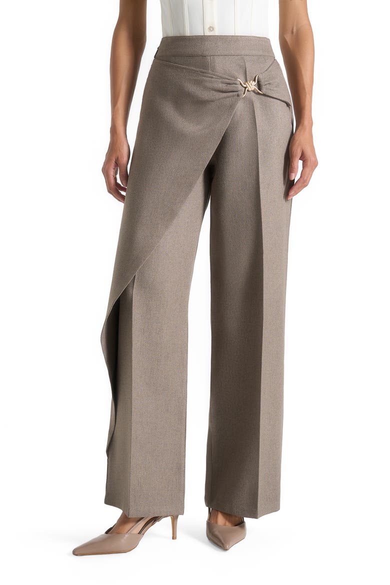 Beryl Draped Wrap Trousers With Hardware, Main, color, Taupe