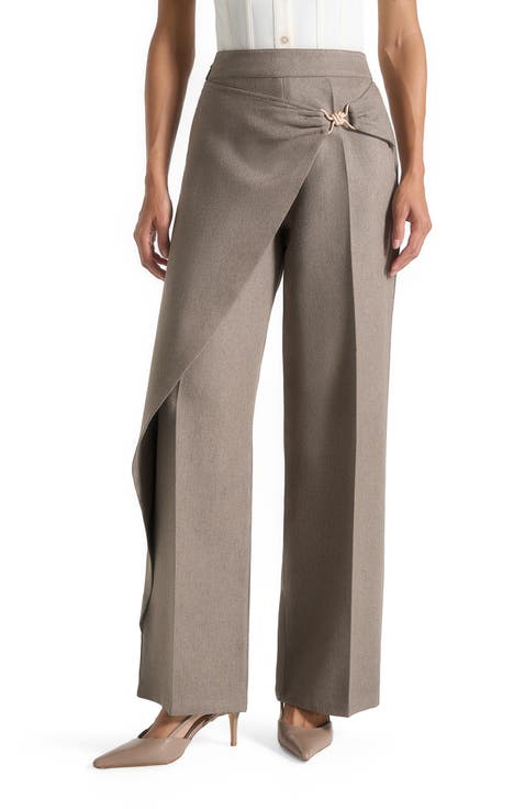 Beryl Draped Wrap Trousers With Hardware