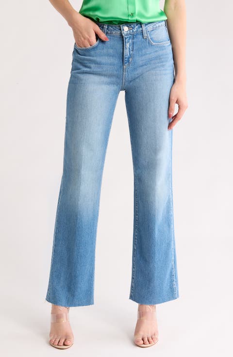 Tiana High Waist Raw Hem Wide Leg Jeans