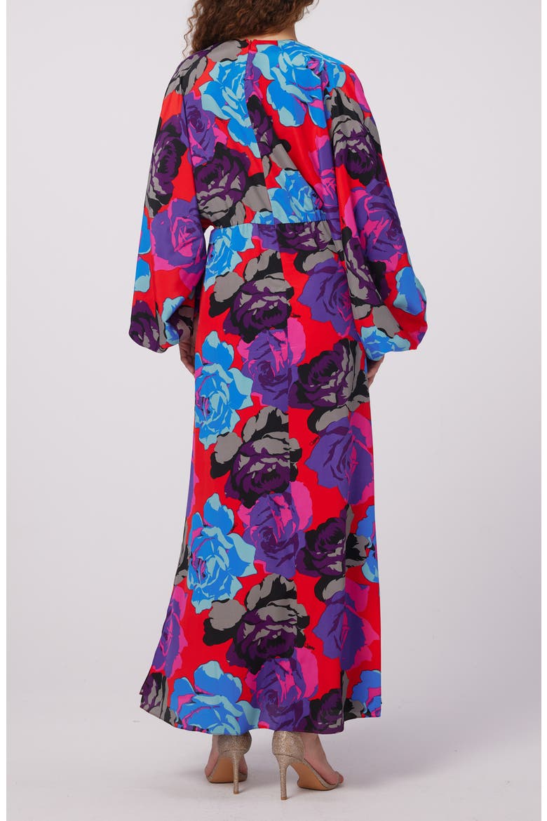 Print Long Sleeve Maxi Dress, Alternate, color, REDEMPTION ROSE BLUE RED