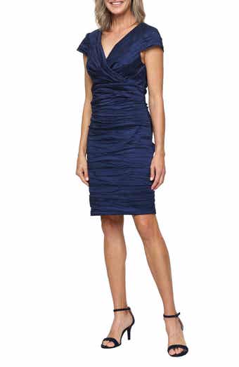 Crinkle Stretch Taffeta Cocktail Sheath Dress