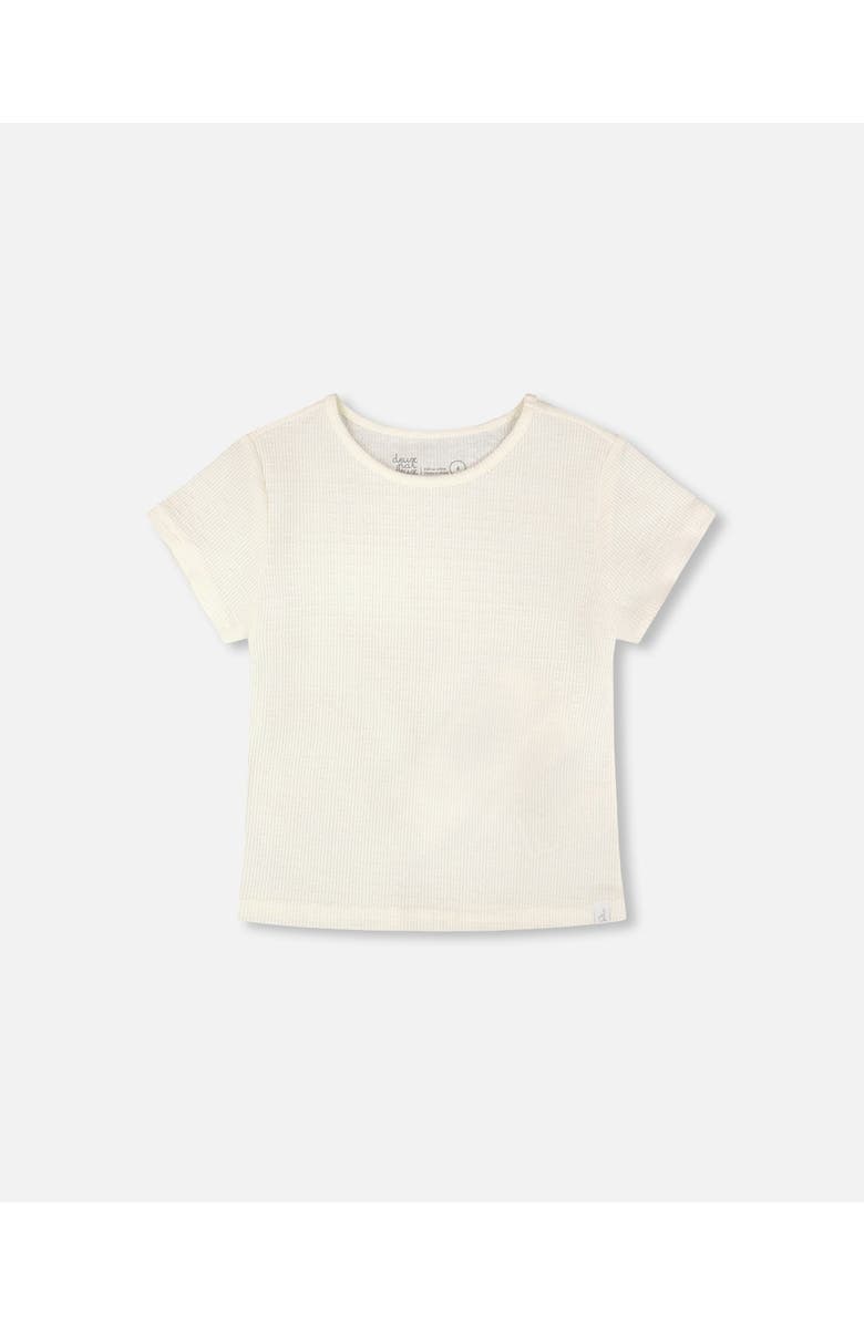 Deux par Deux Relaxed Straight Fit Crinkle Jersey Short Sleeve T-Shirt, Main, color, Off-White