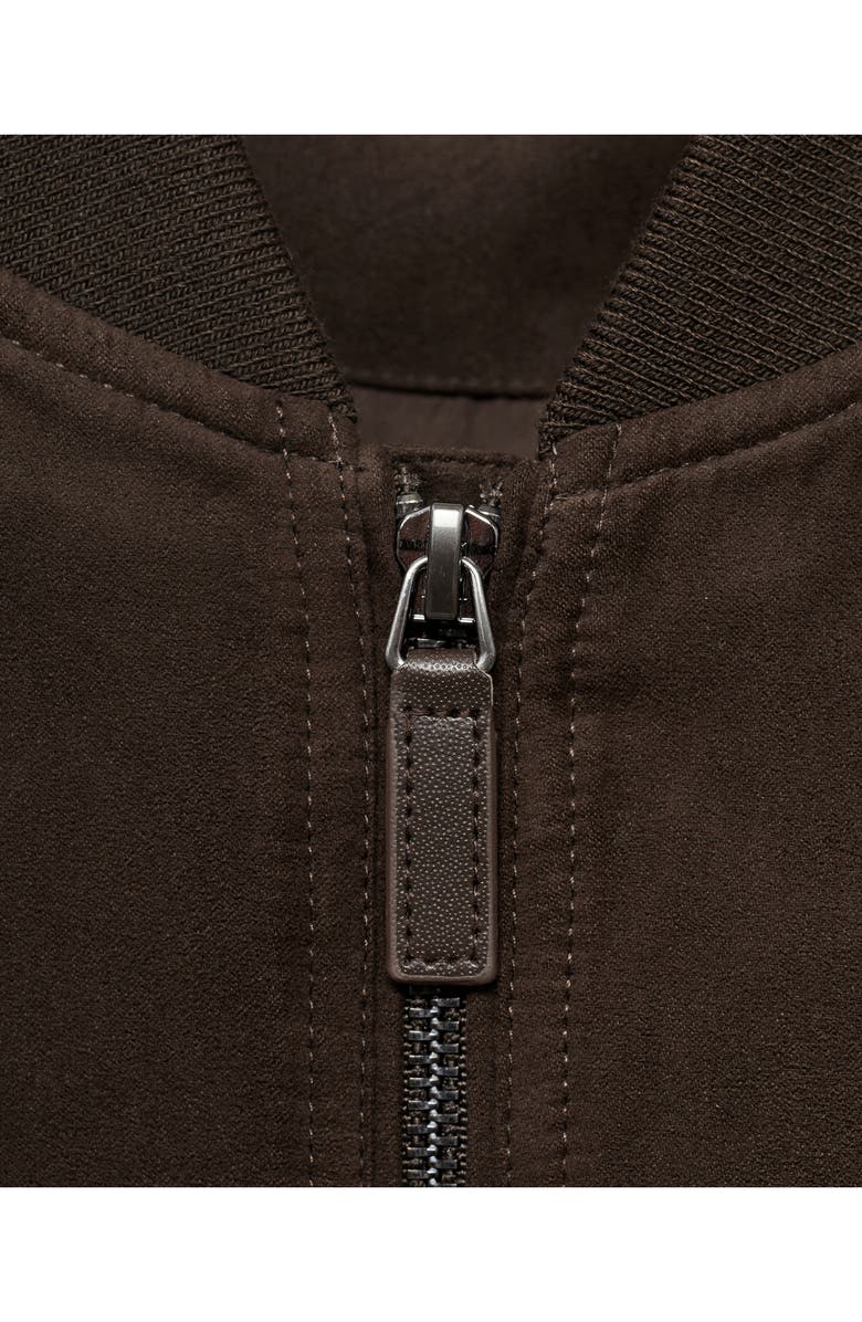 MANGO Faux Suede Bomber Jacket, Alternate, color, Chocolate