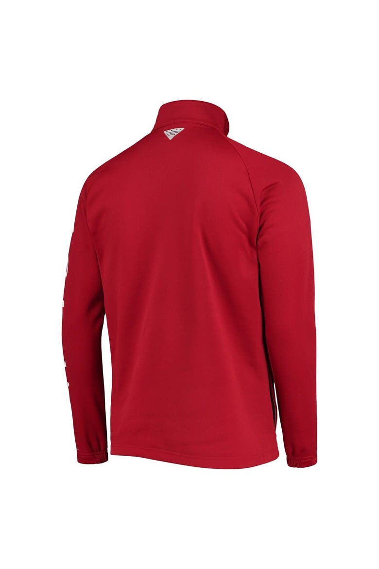 Men's Columbia Crimson Oklahoma Sooners Terminal Tackle Fleece Raglan Omni-Shade Quarter-Zip Jacket, Alternate, color, Crimson