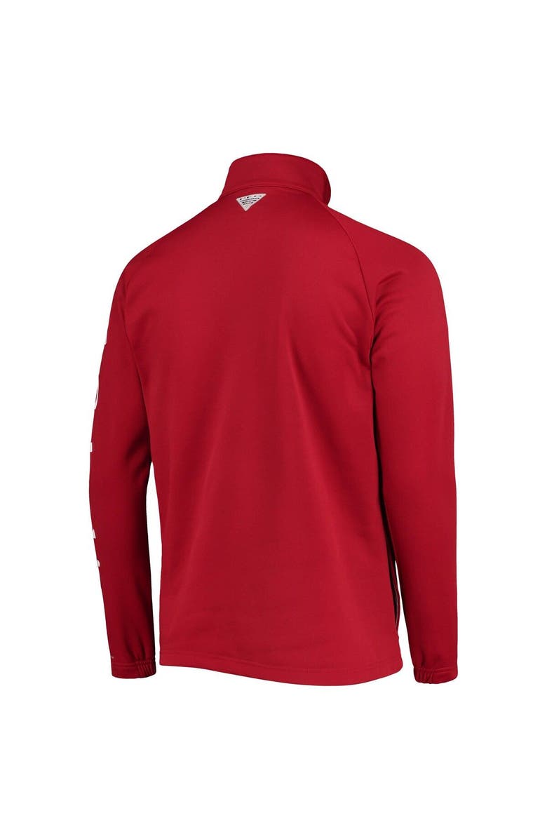 Columbia Men's Columbia Crimson Oklahoma Sooners Terminal Tackle Fleece Raglan Omni-Shade Quarter-Zip Jacket, Alternate, color, Crimson