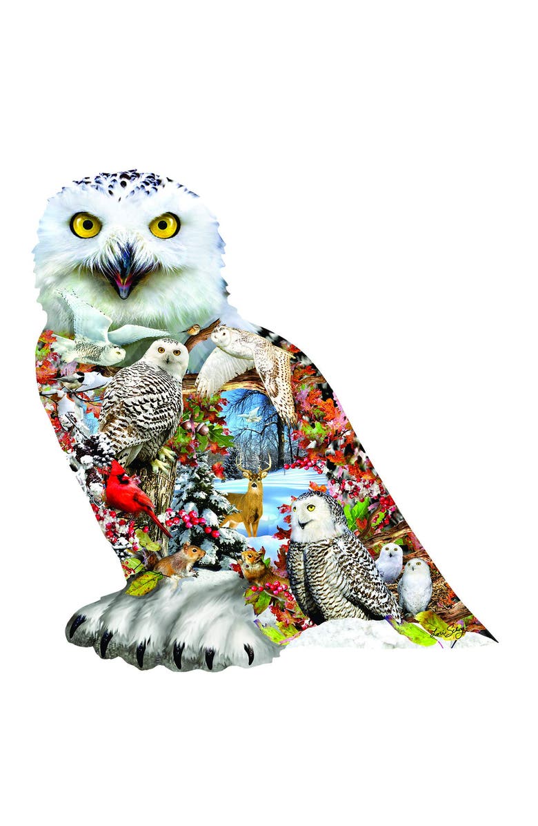 Sunsout Snowy Owl 650 piece Jigsaw Puzzle for Adults Special Shape, Alternate, color, Multicolor