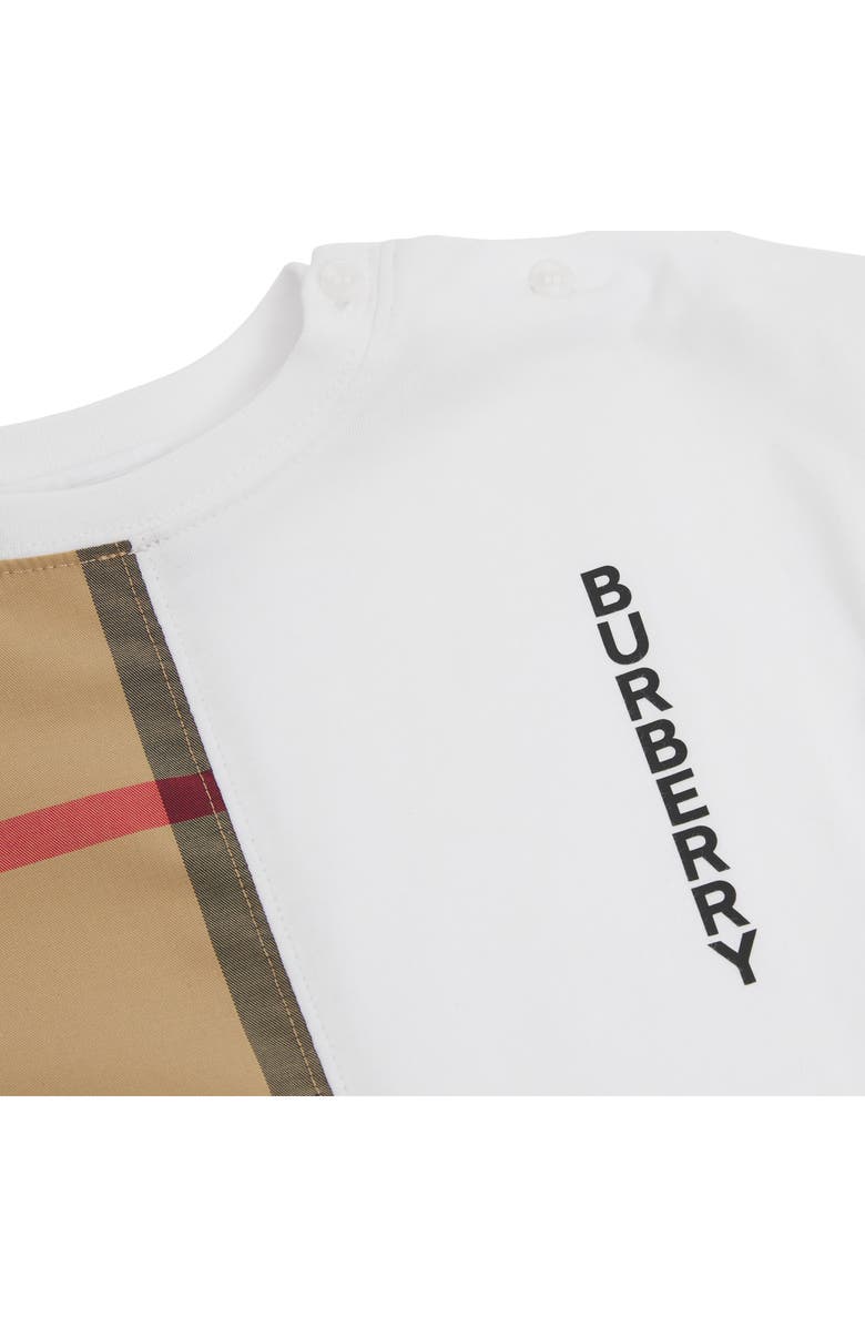 Burberry Lennox Check Panel Cotton Romper, Alternate, color, 