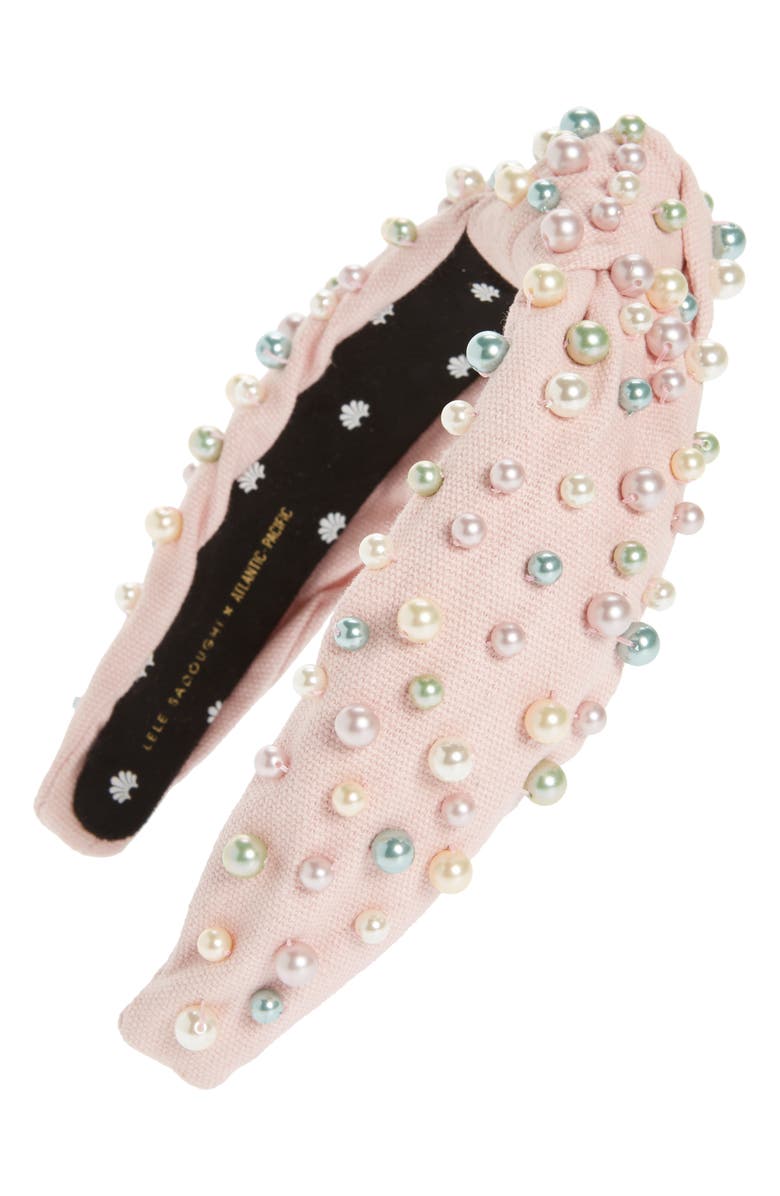 Lele Sadoughi x Atlantic-Pacific Multicolored Imitation Pearl Knotted Headband, Main, color,