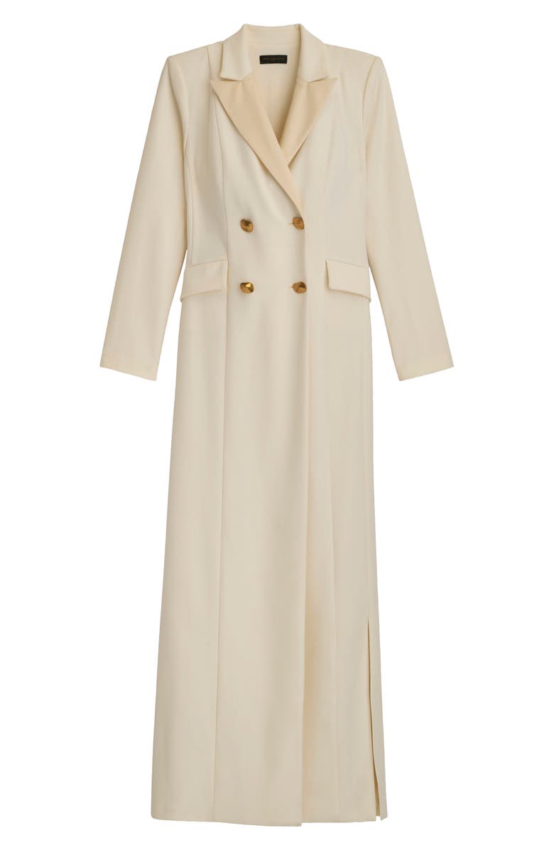 Donna Karan New York Double Breasted Long Sleeve Crepe Blazer Gown, Alternate, color, Pristine/Pearl