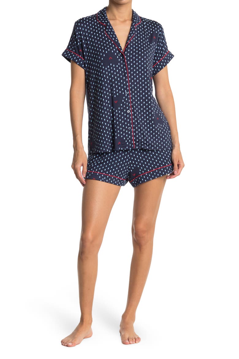 Moonlight Dream Short Pajamas, Main, color, NAVY INDIGO HEART GEO FOULARD