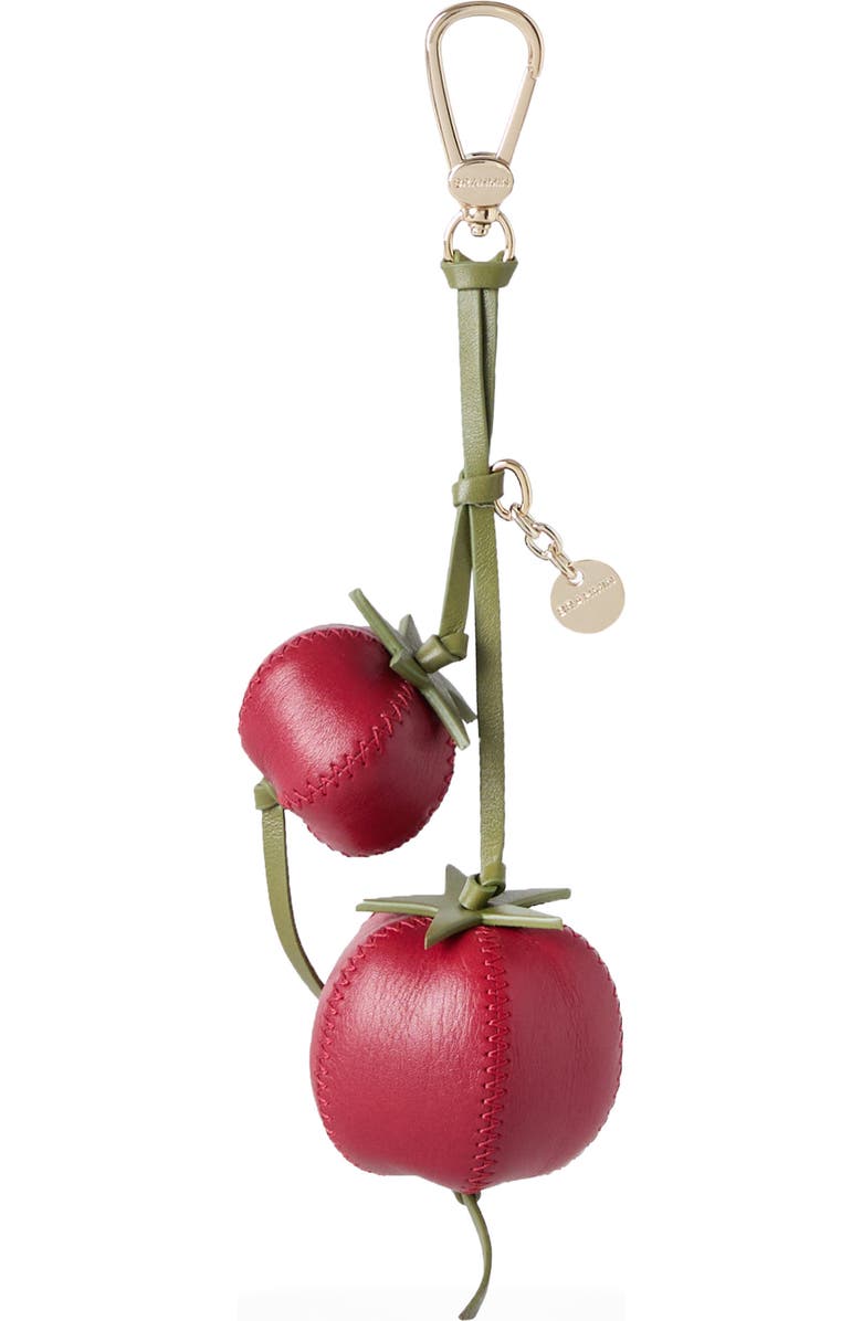 Brahmin Tomato Leather Bag Charm, Main, color, Salsa