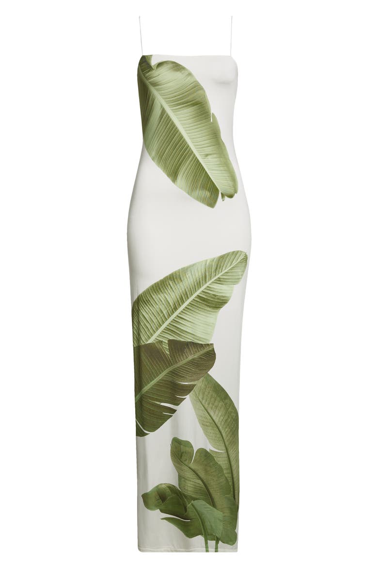 Fifi Palm Column Maxi Dress, Alternate, color, JUNGLE PALM OFF WHITE