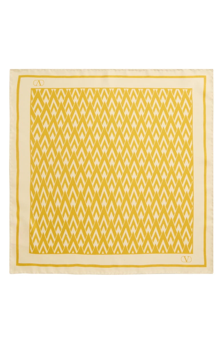 Valentino Garavani Toute la V Silk Square Scarf, Main, color, Yellow Multi