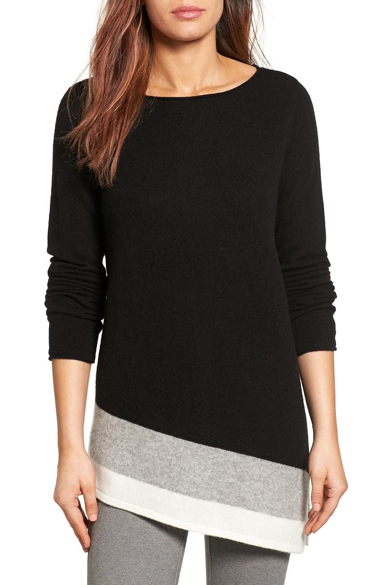 Halogen<sup>®</sup> Colorblock Cashmere Asymmetrical Tunic, Main, color, 