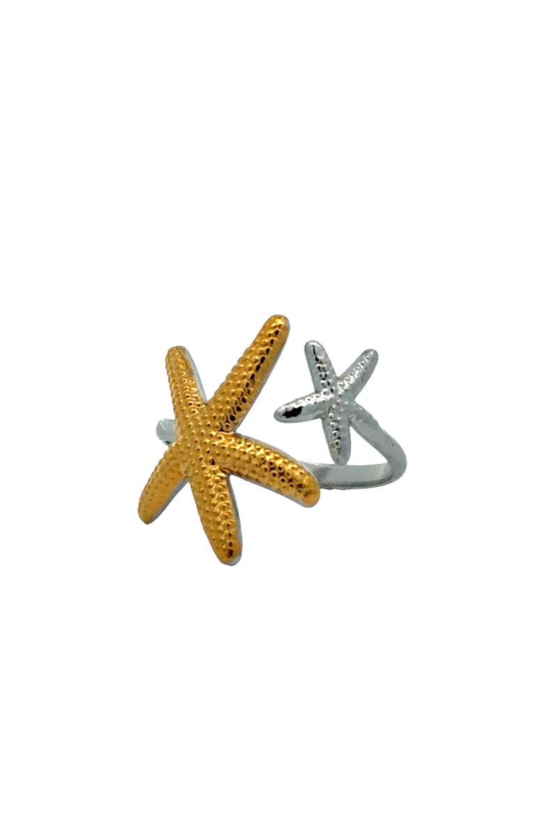 Two Tone Starfish Adjustable Ring, Alternate, color, yellow