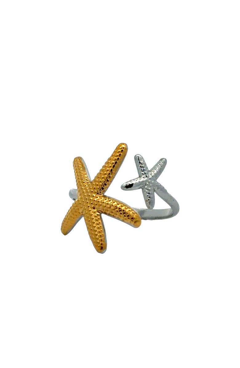 Gemini Jewelry Two Tone Starfish Adjustable Ring, Alternate, color, Yellow