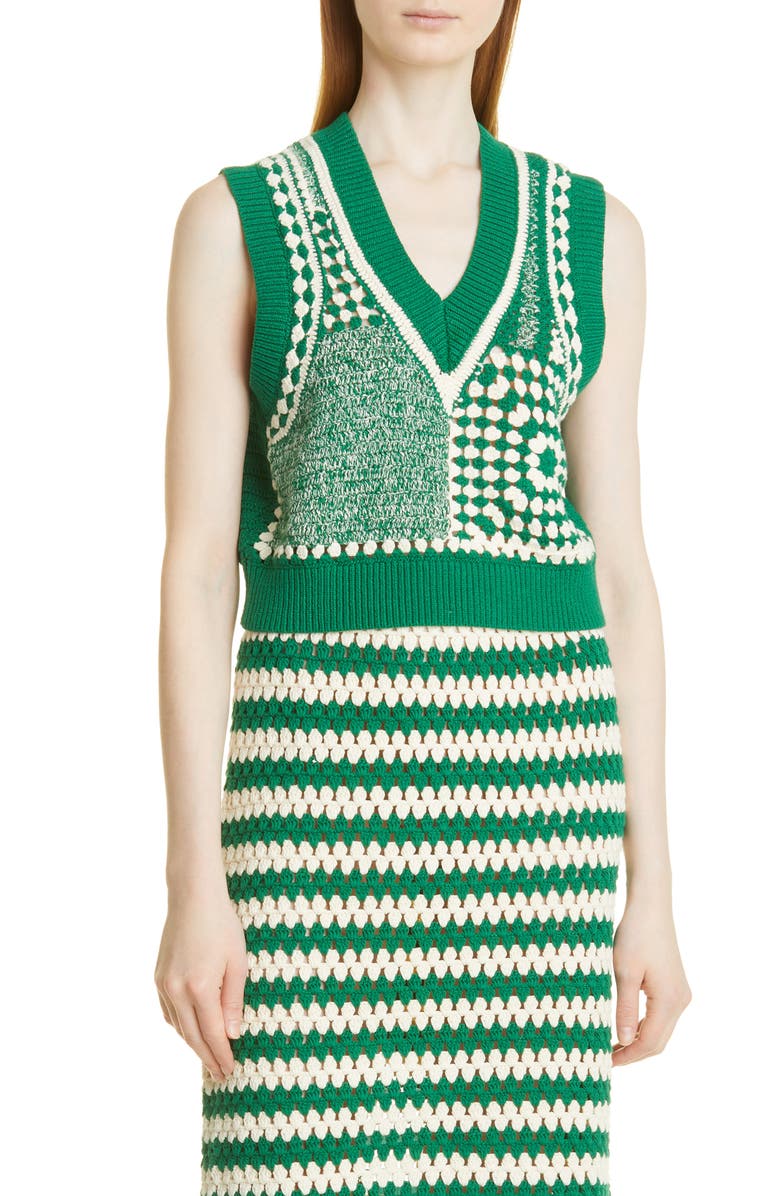 Baum und Pferdgarten Cicilla Mix Stitch Crochet Organic Cotton Vest, Main, color,