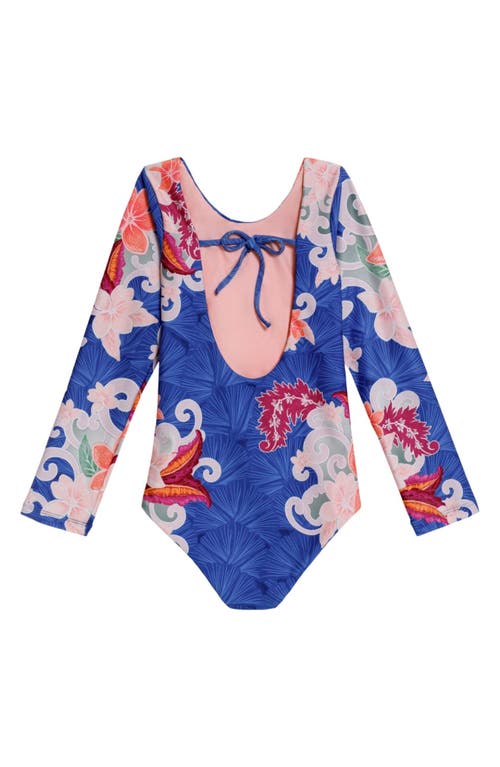Agua Bendita Kids' Honey Thamar Long Sleeve One-piece Rashguard Swimsuit In Multi
