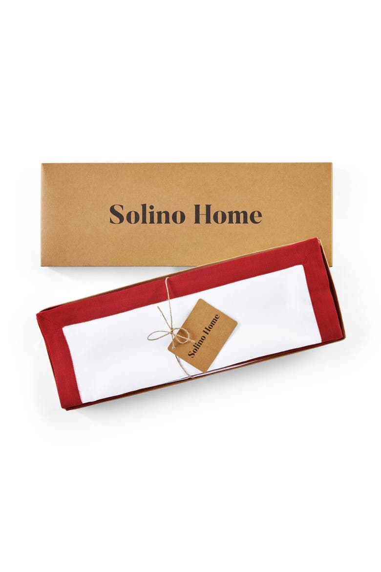 Linen Placemats Set of 4, 14 x 19" - Classic, Alternate, color, Red and White