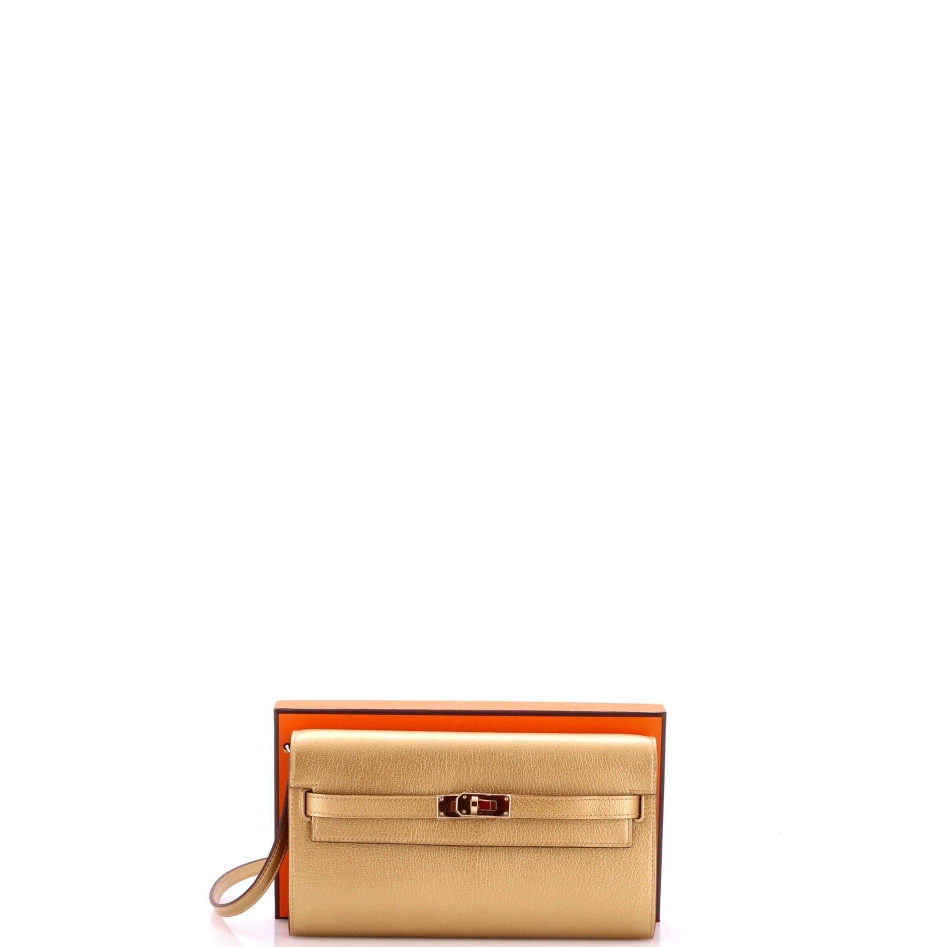 Kelly To Go Wallet Metallic Chevre Chamkilight, Alternate, color, Metallic Gold