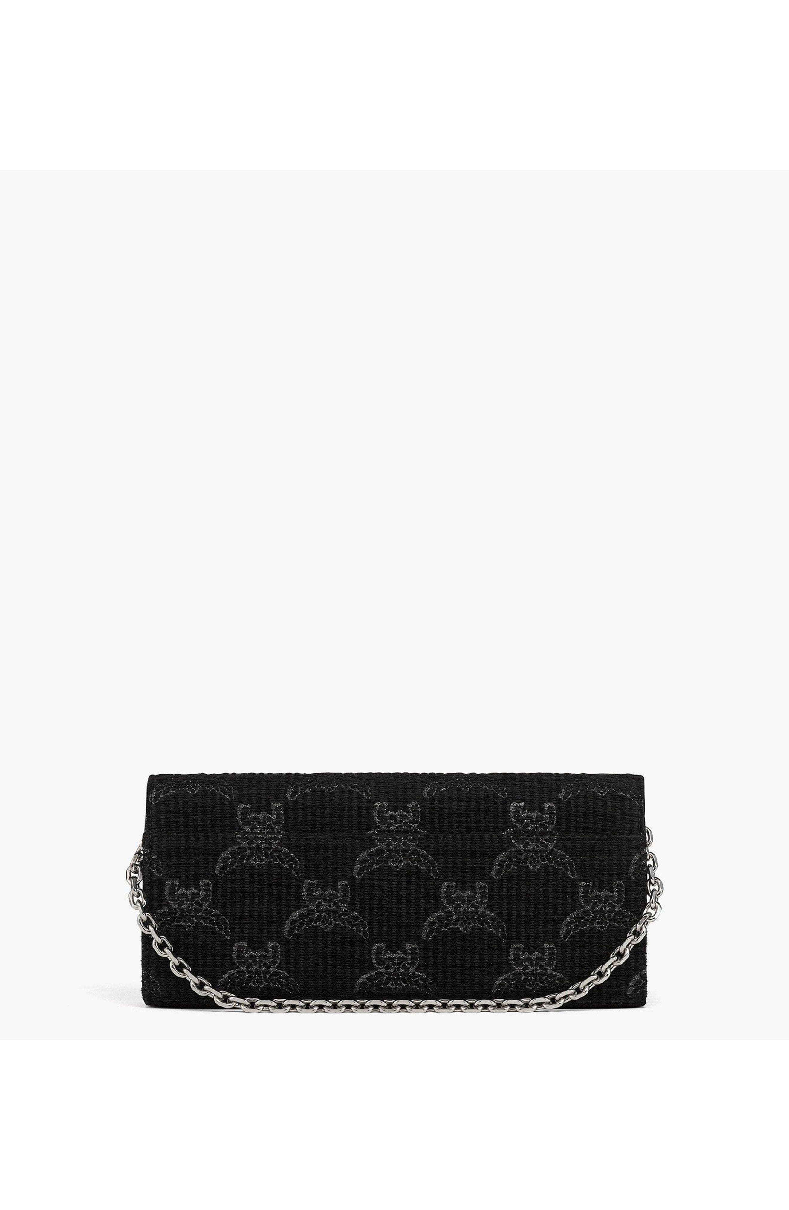MCM Diamond Clutch in Lauretos Lurex Jacquard, Alternate, color, Black