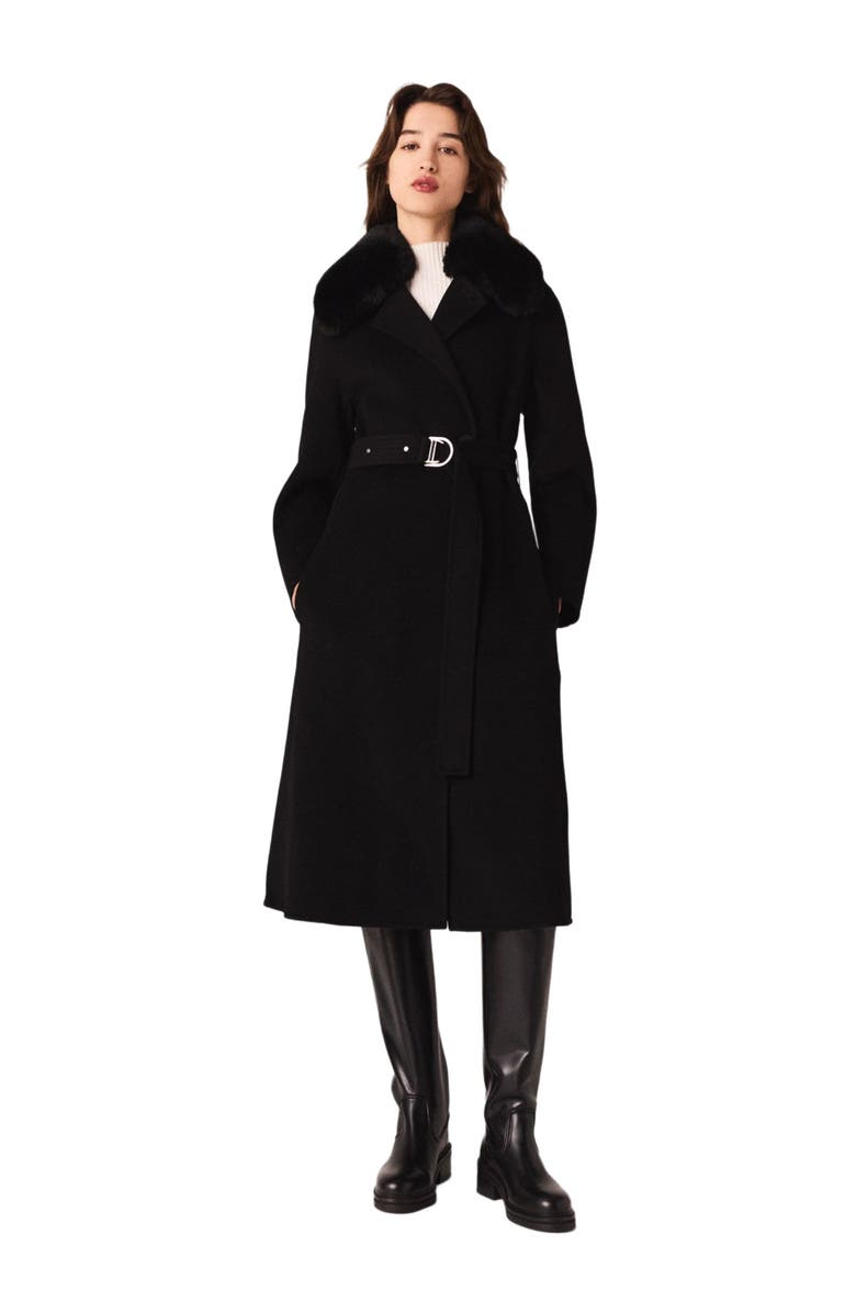 maje Double-faced coat with removable collar, Main, color, Black